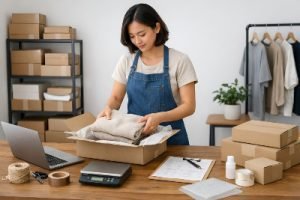 small business owner shipping products