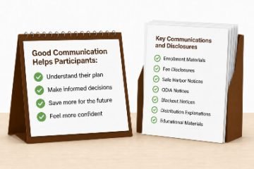 Communication checklists representing participant education and retirement plan disclosures